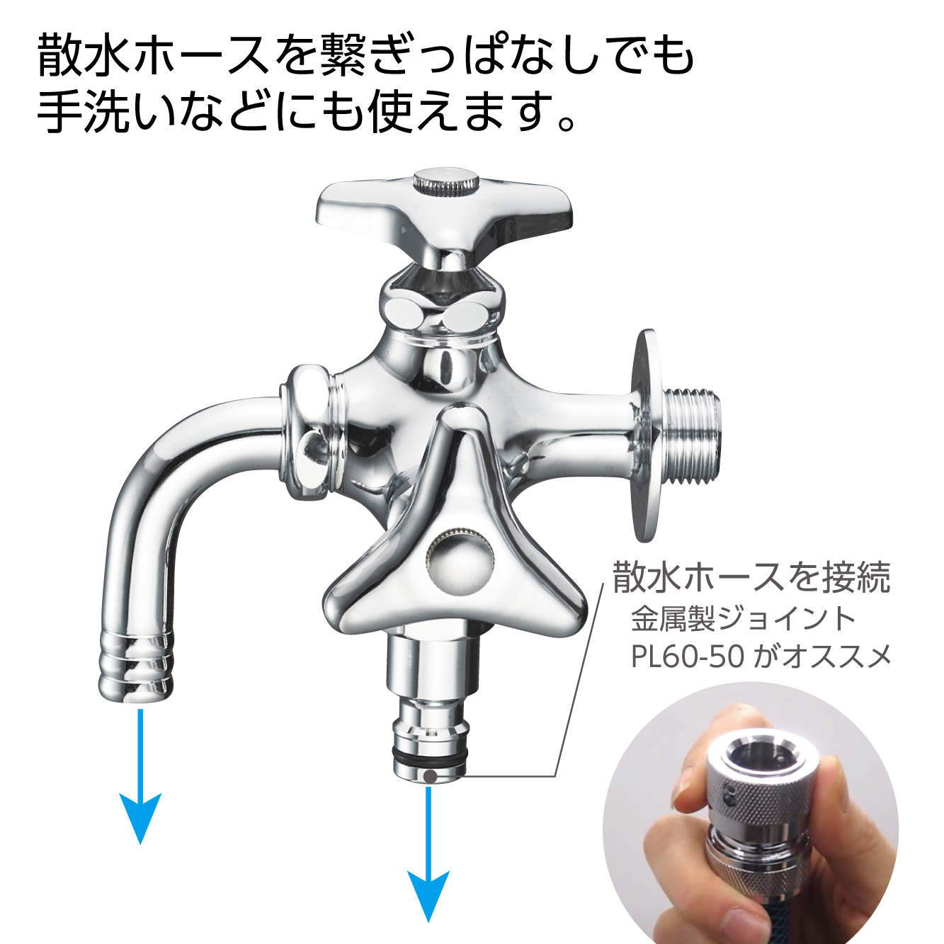 金属性ジョイントで散水ホースを接続するのがオススメ