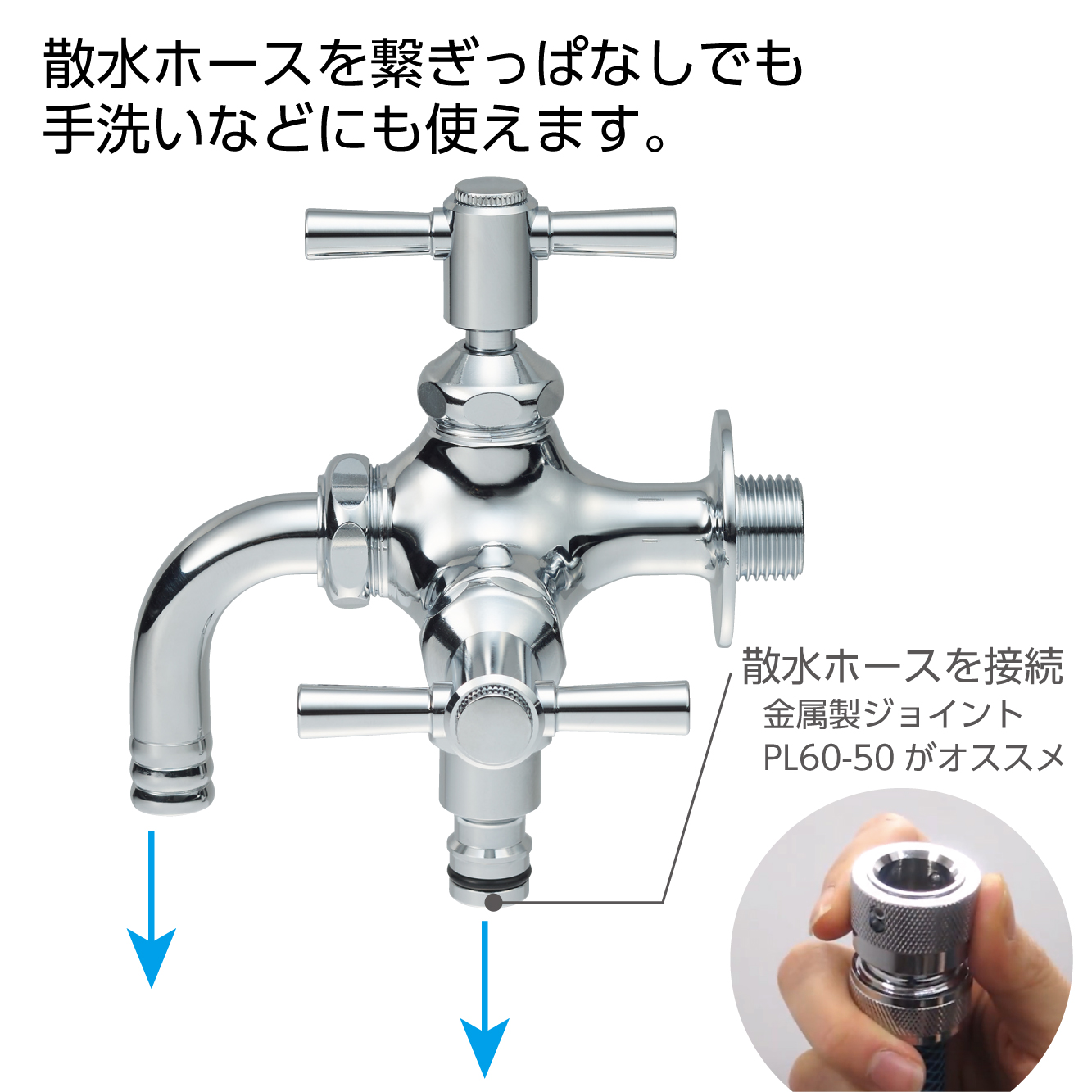 金属性ジョイントで散水ホースを接続するのがオススメ