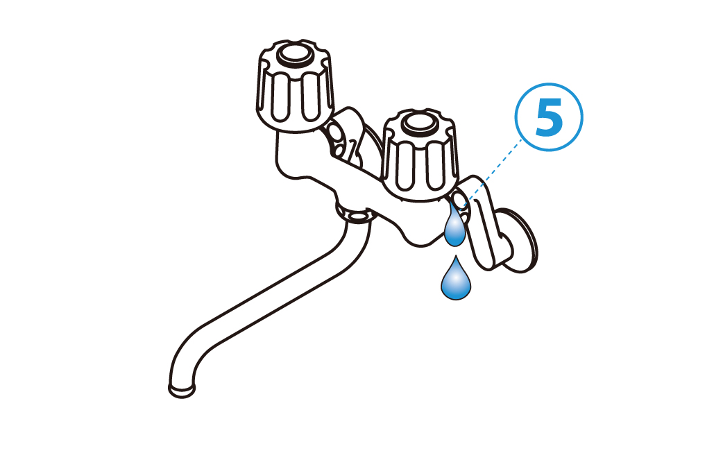 壁付け混合栓共通：本体と取付脚の間からの水もれ修理