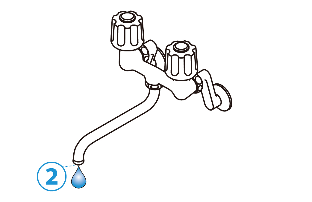 ツーバルブ混合栓：パイプ先からの水もれ/水栓コマの交換