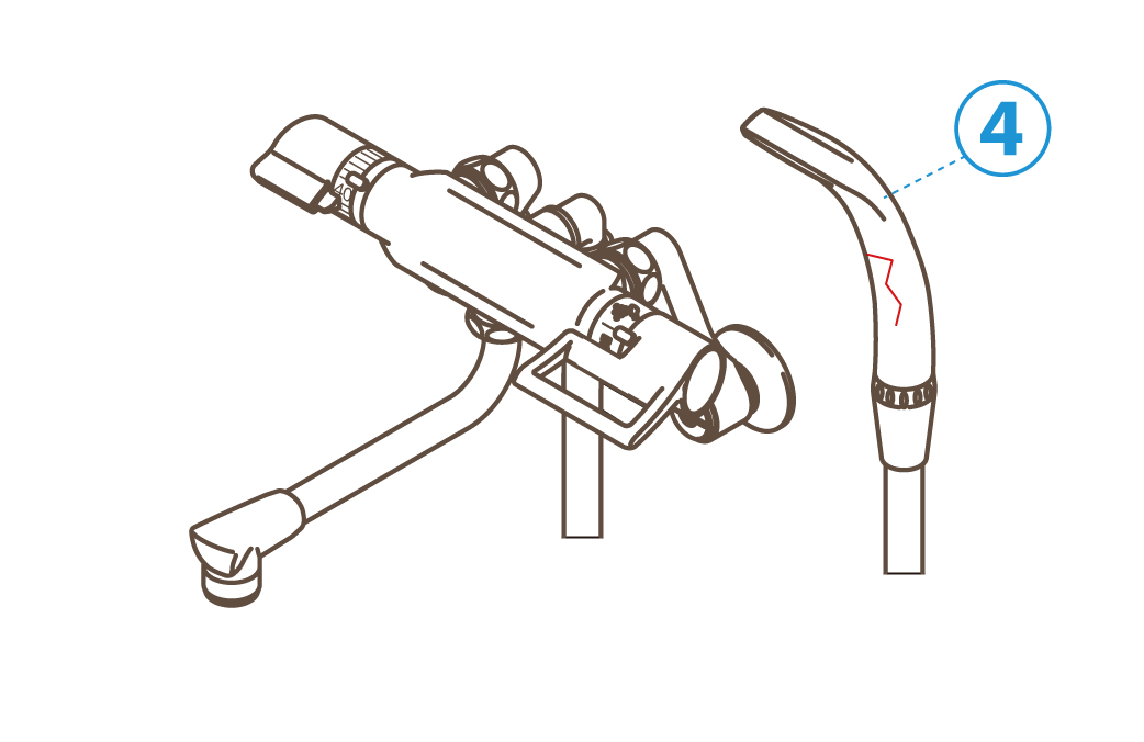 壁付けサーモ混合栓：シャワーヘッドとシャワホースの交換