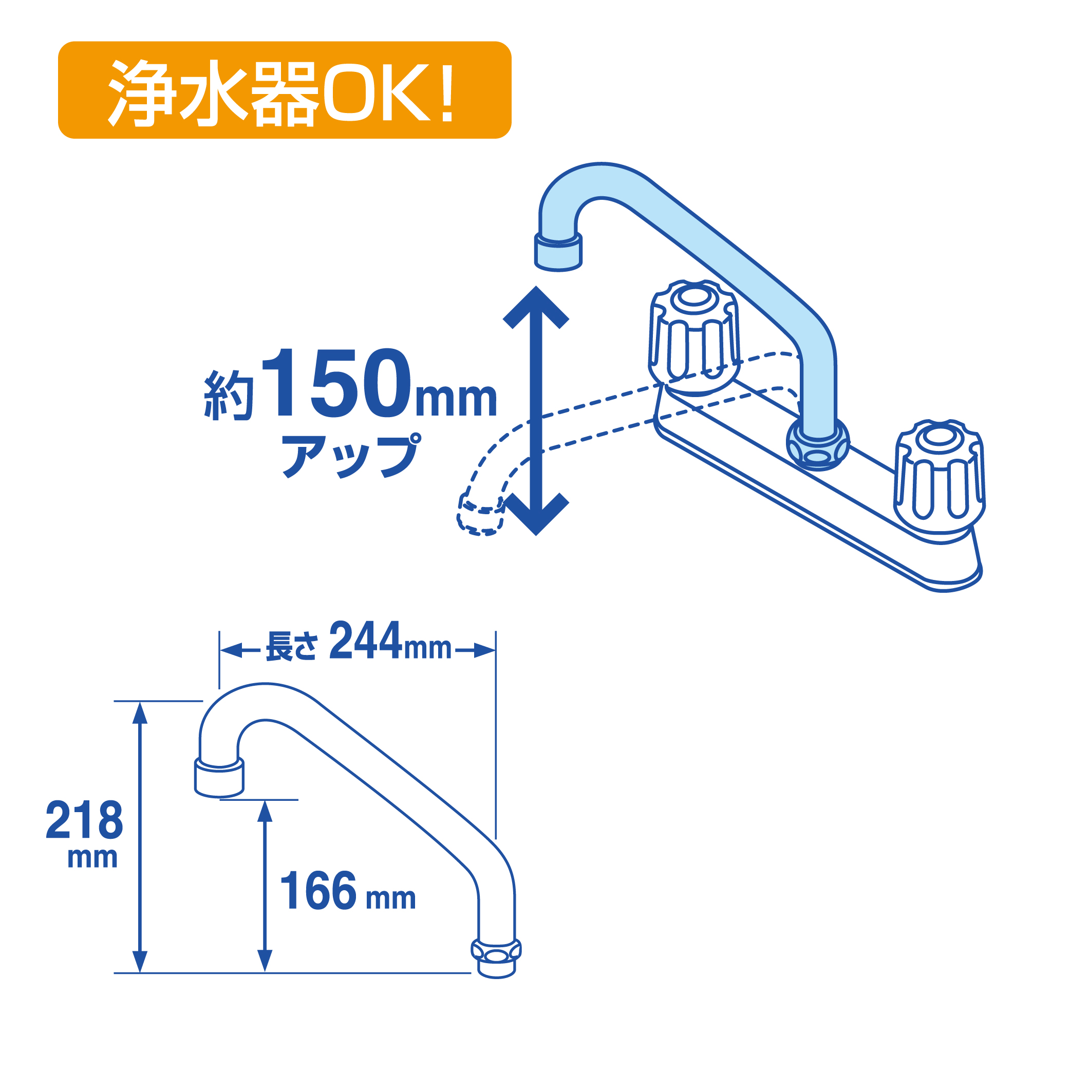 150mmアップするので作業スペース広々