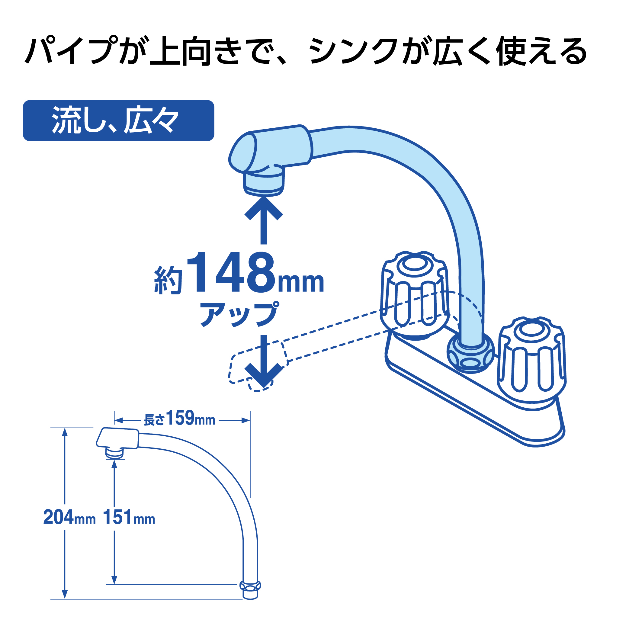 148mm高さアップ