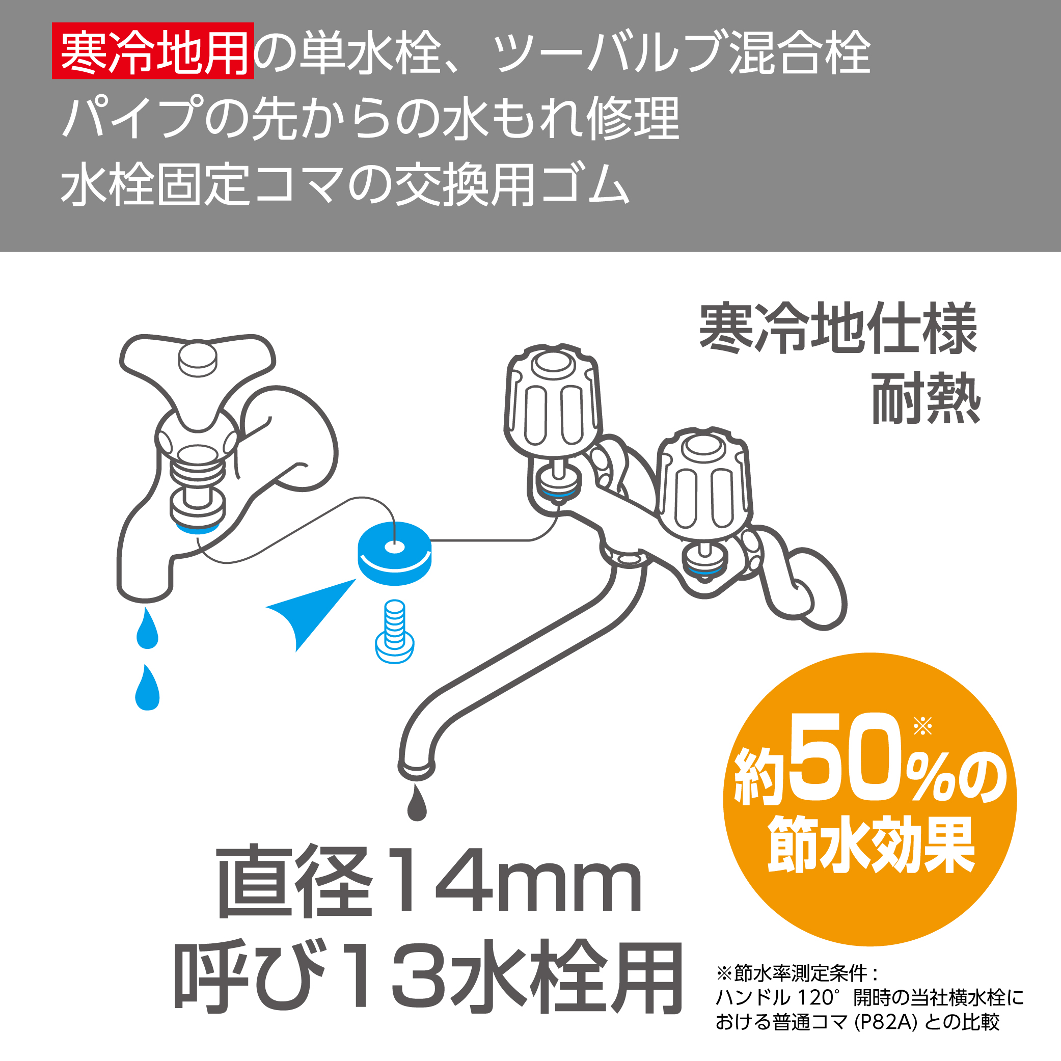 パイプ先からの水もれ修理交換用（寒冷地用仕様 固定コマ用）