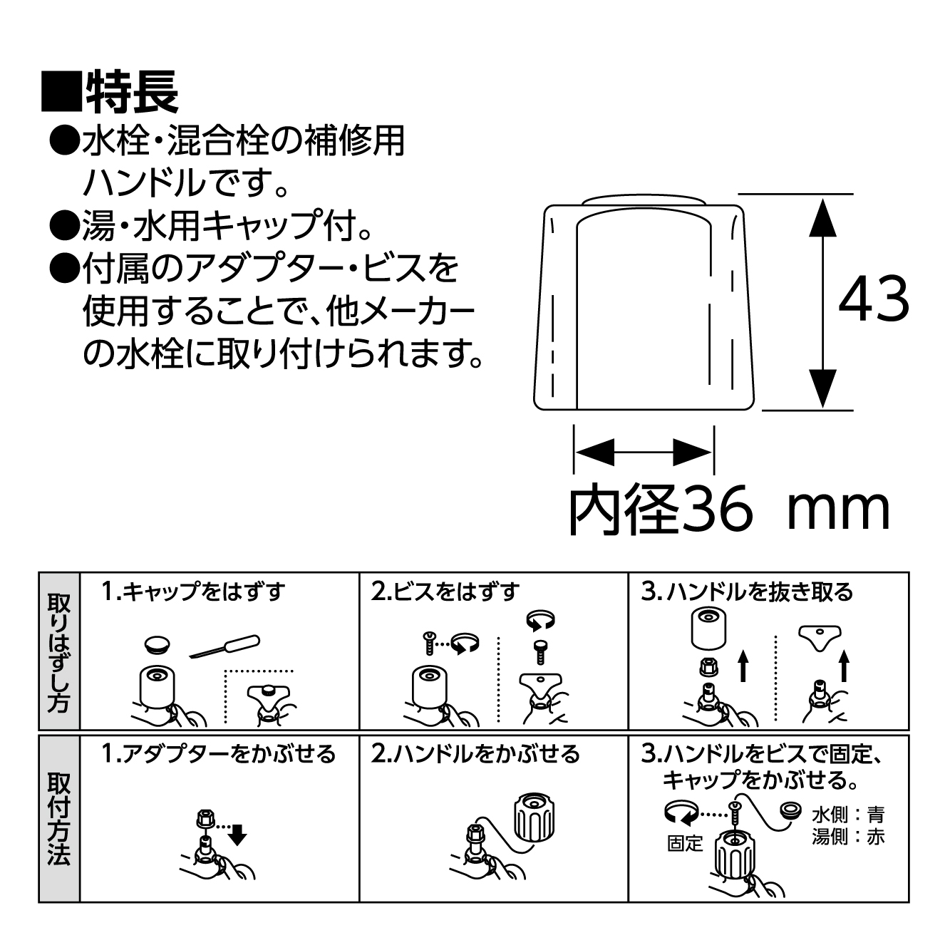 特長、サイズ、取付方法