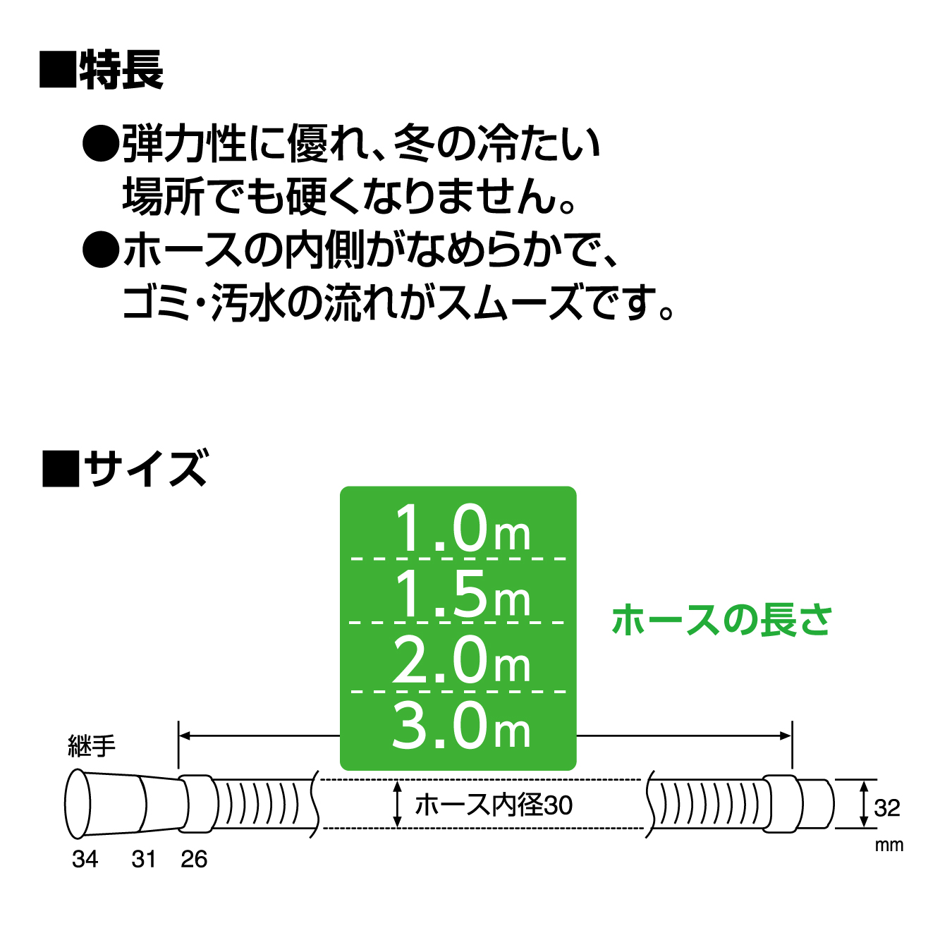 特長、サイズ