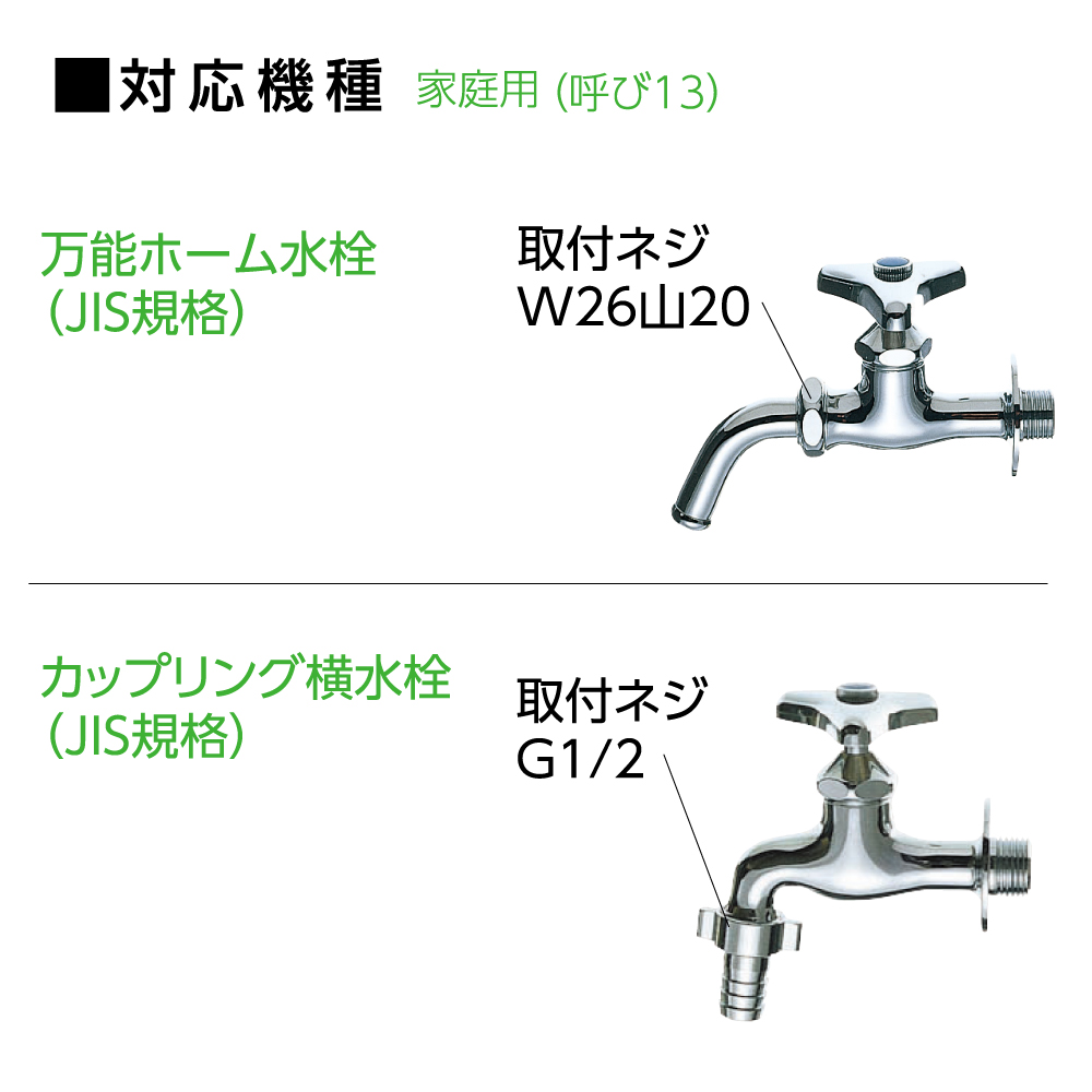 対応機種：万能ホーム水栓、カップリング水栓