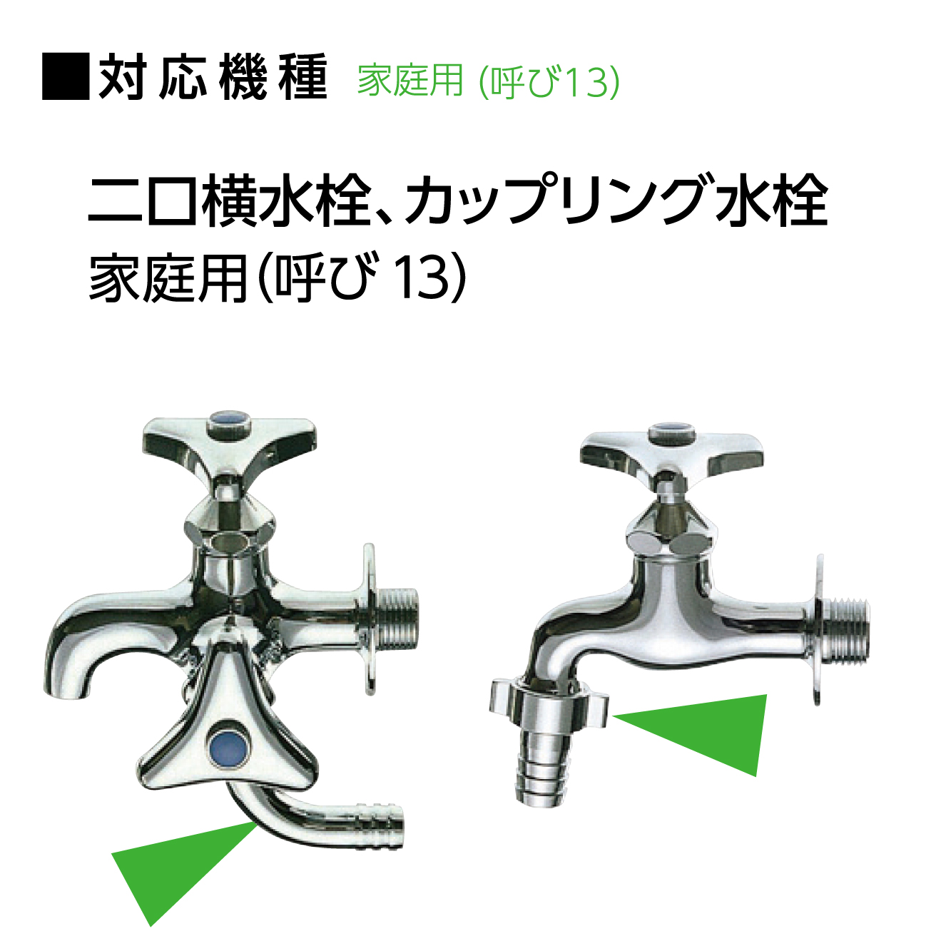 対応機種：二口横水栓、カップリング水栓