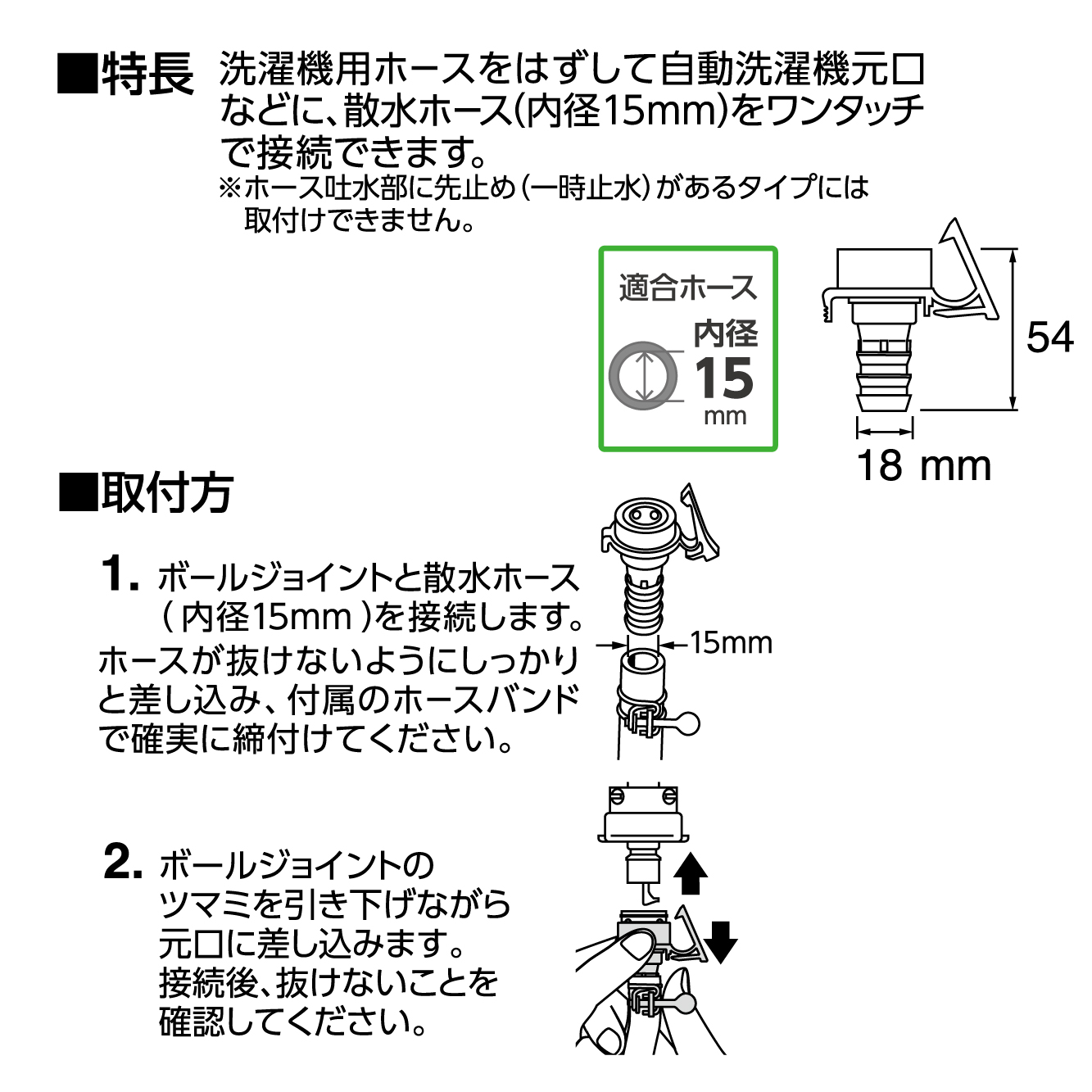 特長、取付方法