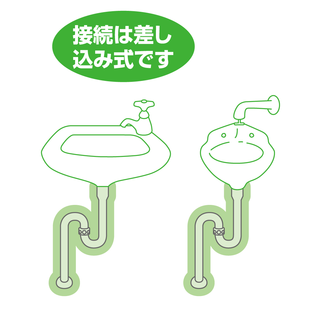 洗面の排水トラップ（オーバーフローなし）