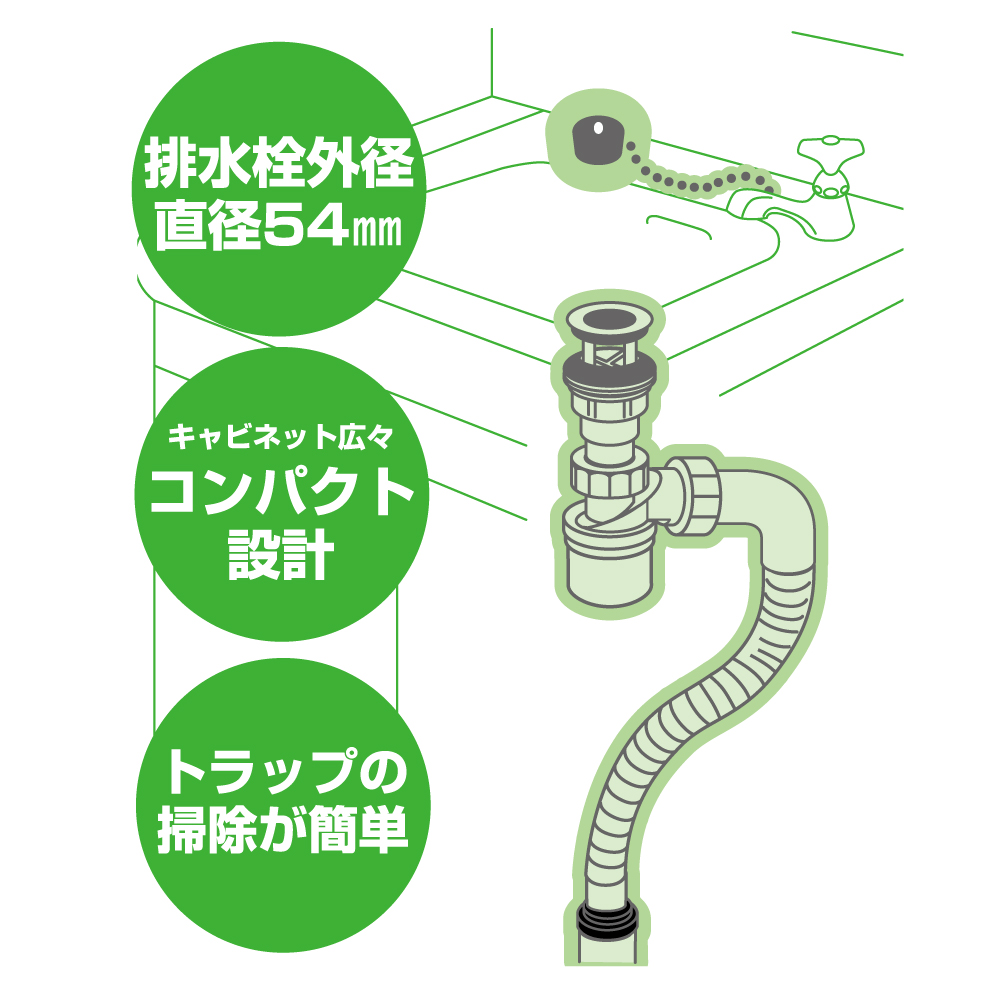洗面の排水トラップ