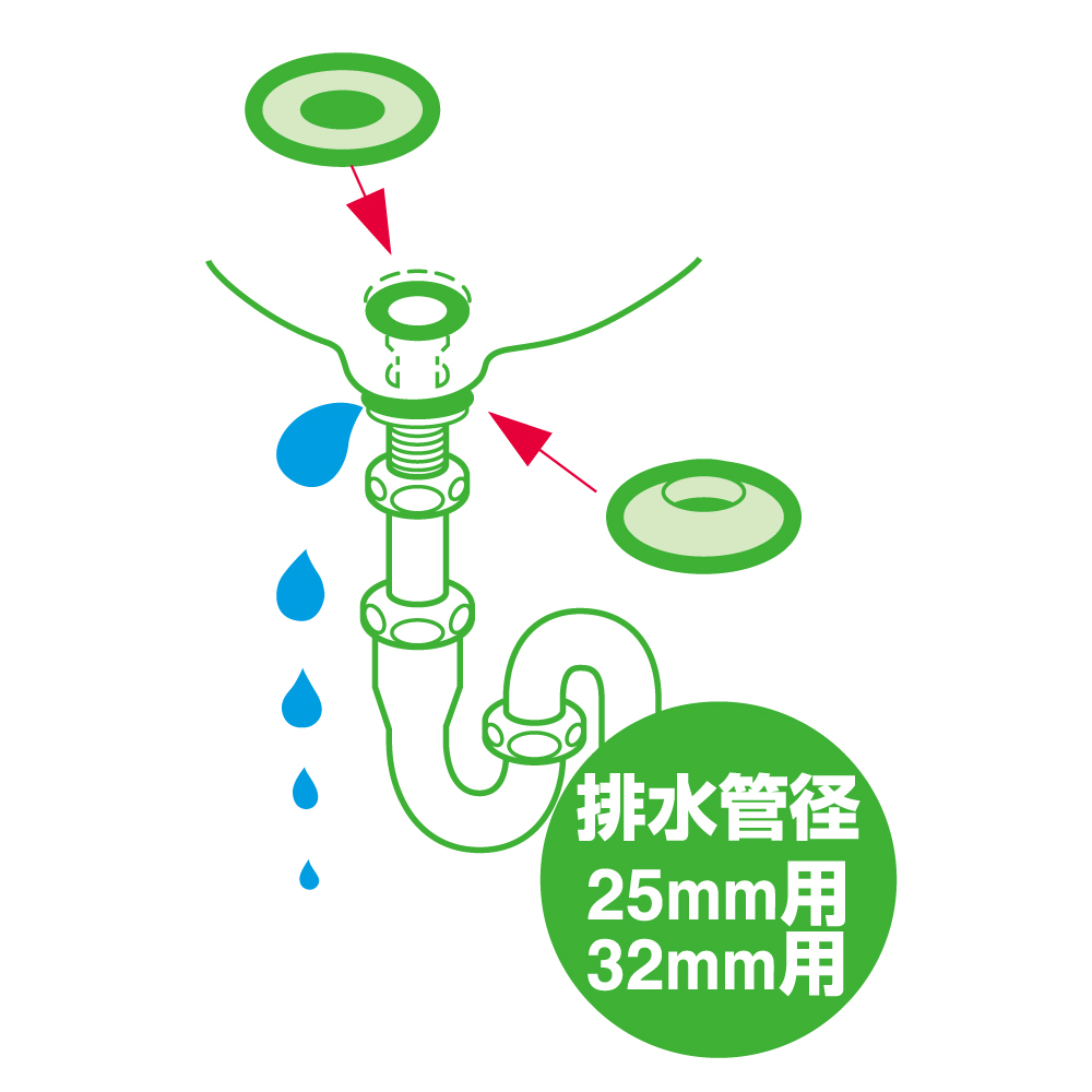 洗面の排水栓用取付パッキン