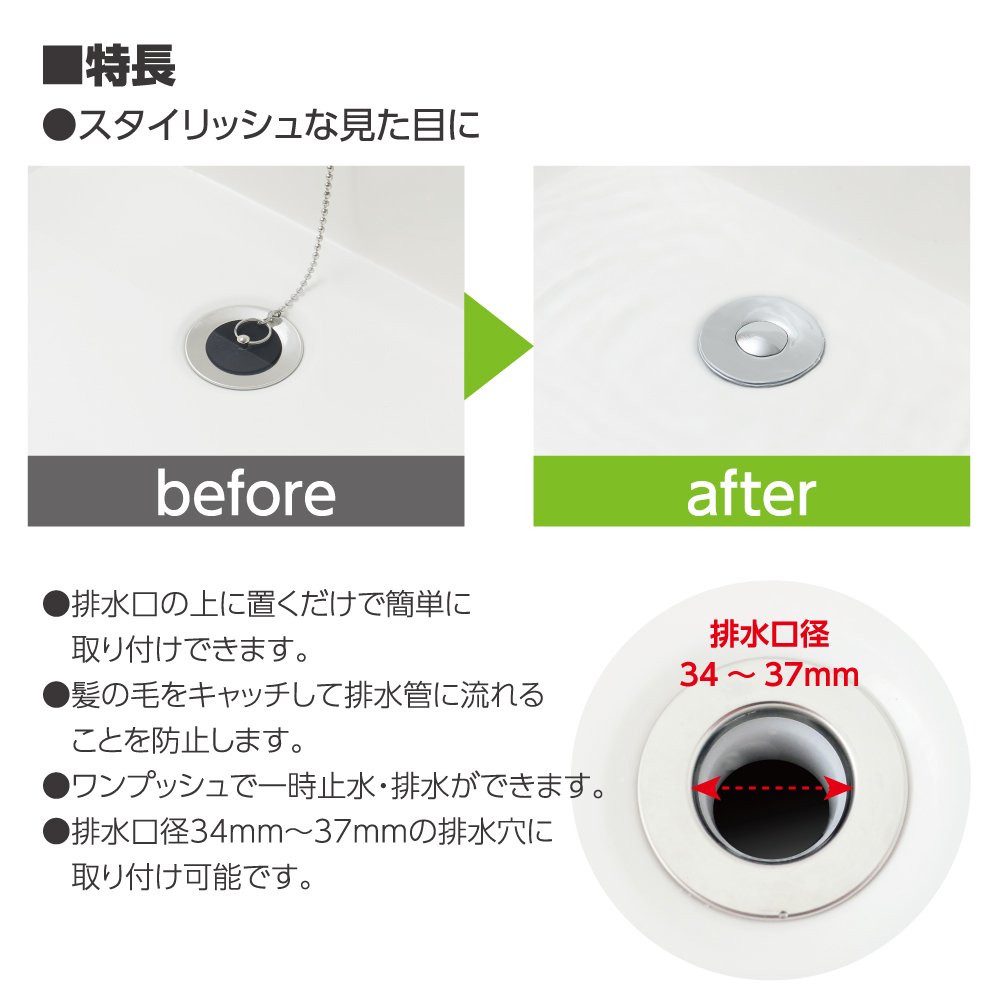 特長、取付サイズ