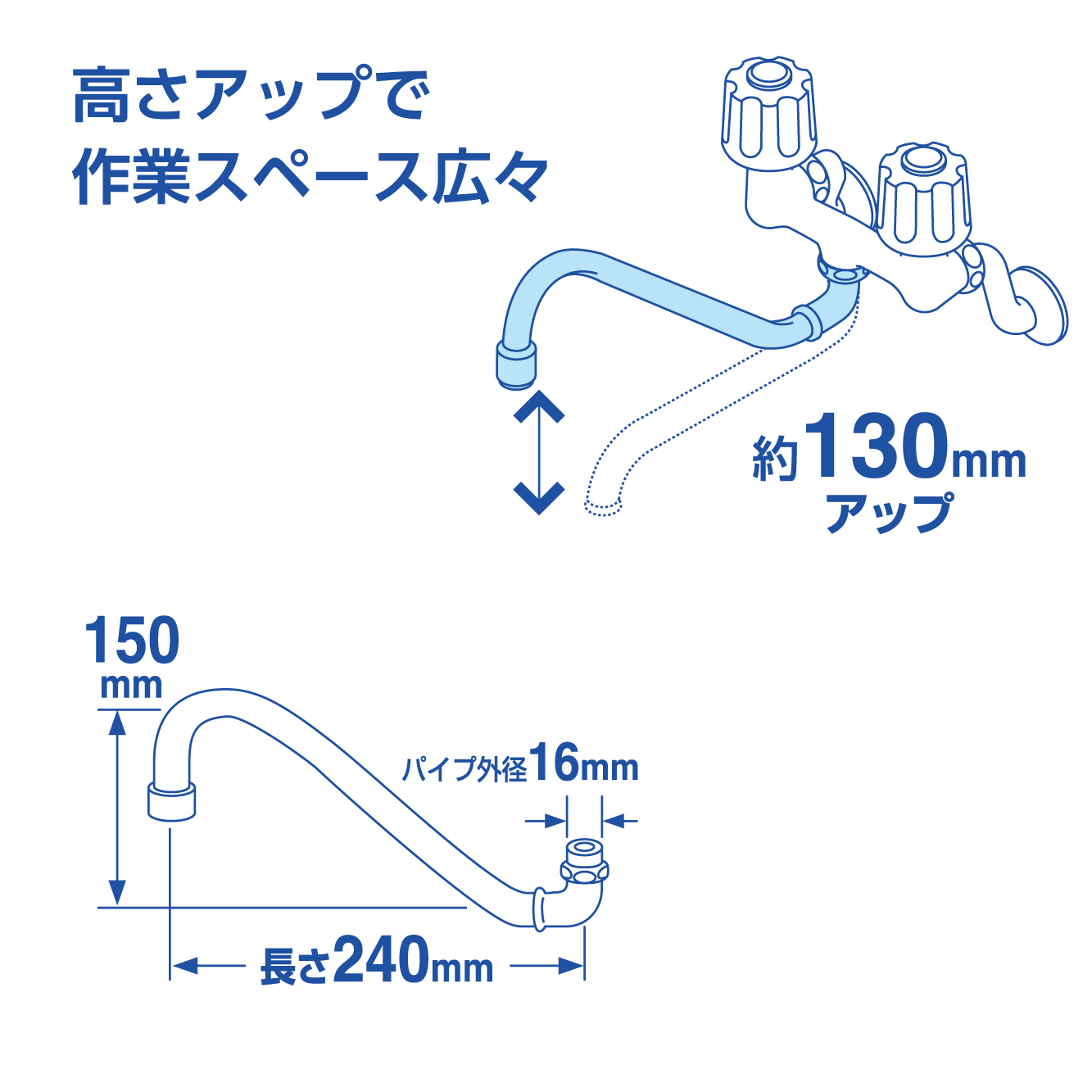 高さアップ：130mm