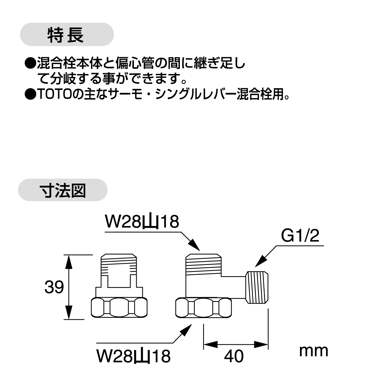 特長、サイズ