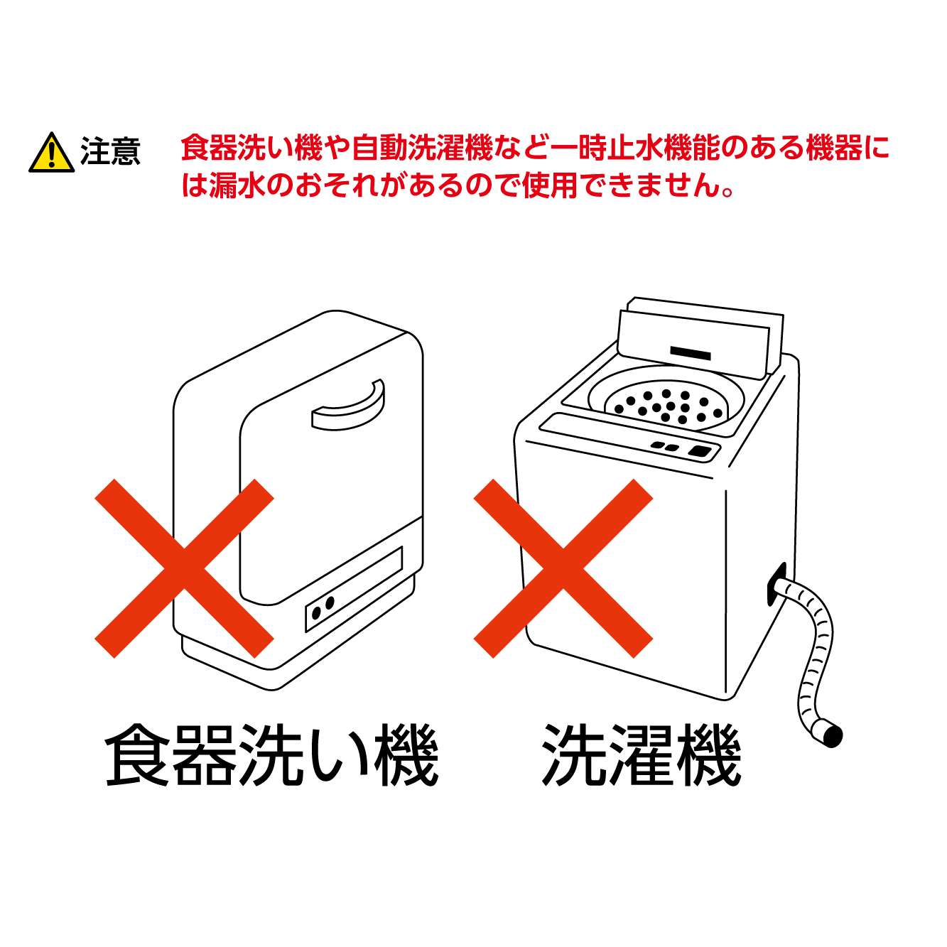 食器洗い機、洗濯機への接続はNG