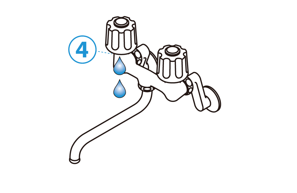 ツーバブル混合栓：ハンドル下からの水もれ修理